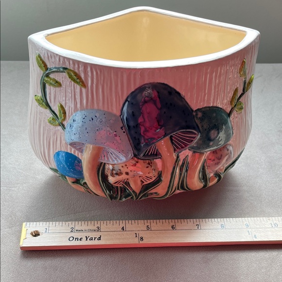 Ceramic Mushroom Planter with Blue/Green Accents - Picture 4 of 6